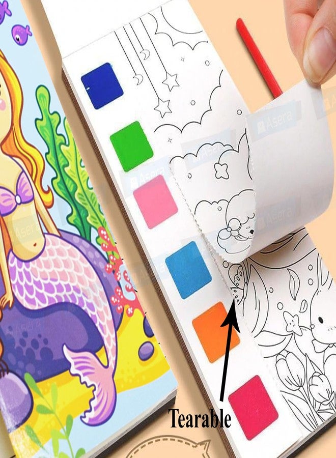 Asera Water Painting Book Magic Coloring Book for Kids Activity Books for Children Coloring Books for Kids Ages 4-8 Years 12 Sheet Cartoon Painting kit with Brush for Birthday Return Gift (Set of 15) - Image 2